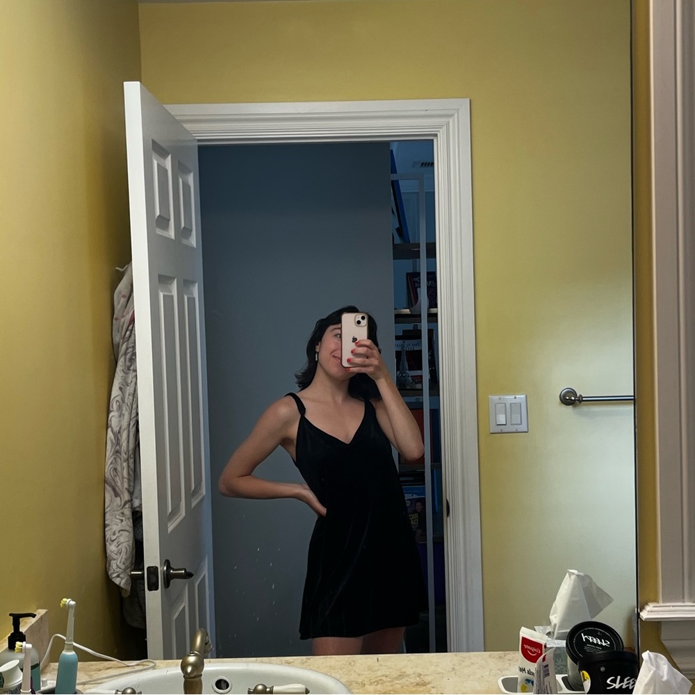 LF Black Velvet Slip Dress